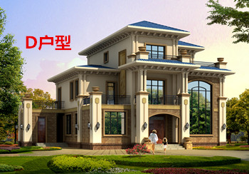 歐式三層樓房設計圖,客廳中空,旋轉樓梯,帶土灶房