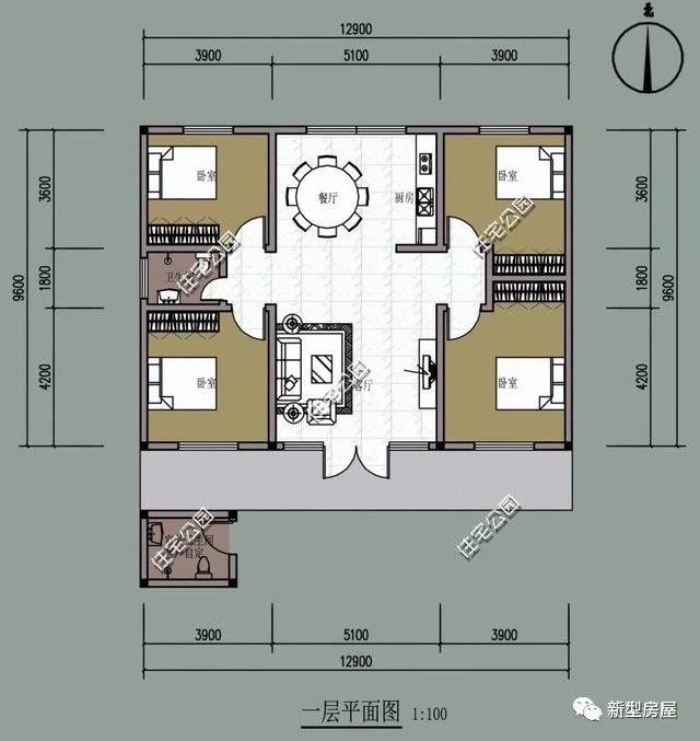 農村一層平房戶型方案圖，經濟實惠15萬就能建好