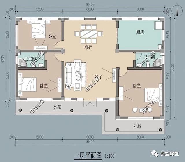 農村一層平房戶型方案圖，經濟實惠15萬就能建好