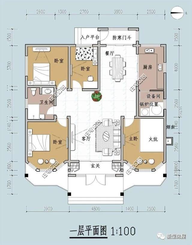 農村一層平房戶型方案圖，經濟實惠15萬就能建好