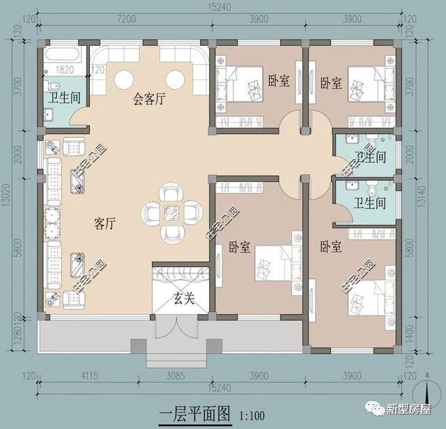 農村一層平房戶型方案圖，經濟實惠15萬就能建好