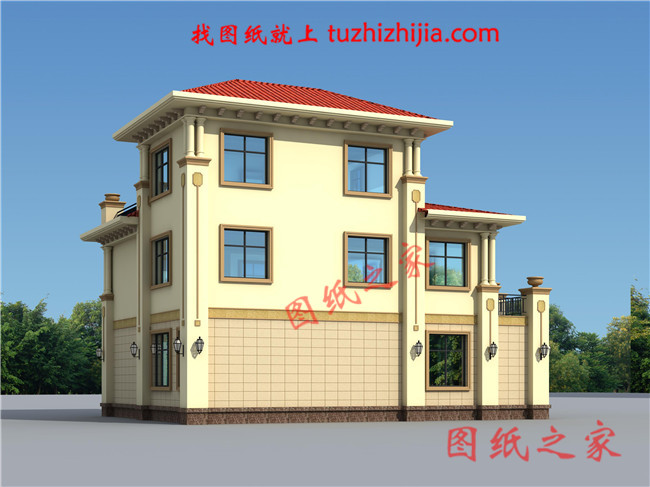 豪華歐式三層別墅住宅設計圖紙，占地面積150平方米