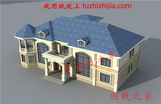 高端豪華二層別墅設計圖紙，占地300平方米，樓梯設計的無比大氣