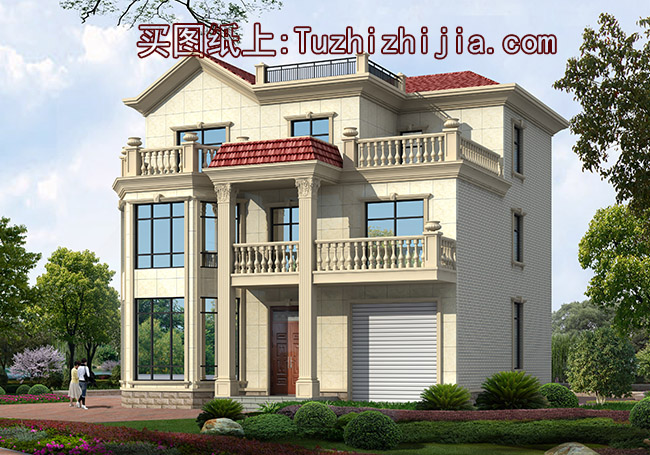 帶車庫三間復(fù)式三層樓房設(shè)計(jì)圖,外觀精致、大方