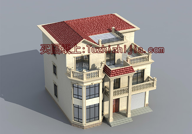 帶車庫三間復(fù)式三層樓房設(shè)計(jì)圖,外觀精致、大方