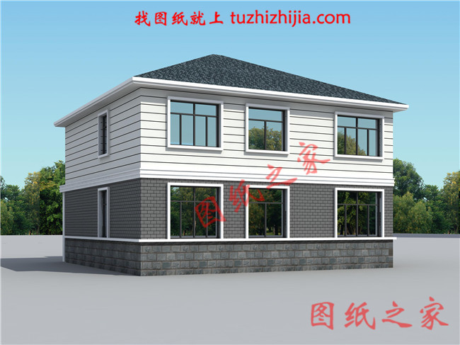 農(nóng)村三間兩層樓房設(shè)計(jì)圖，帶車庫(kù)，戶型簡(jiǎn)單實(shí)用