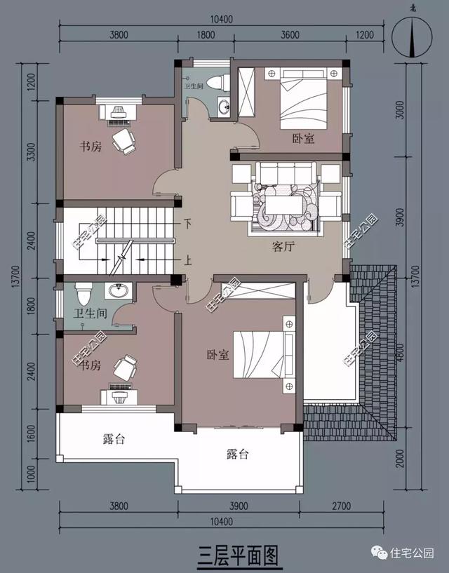 農(nóng)村三層半小洋樓設(shè)計(jì)圖，三層半帶閣樓別墅戶型就選他