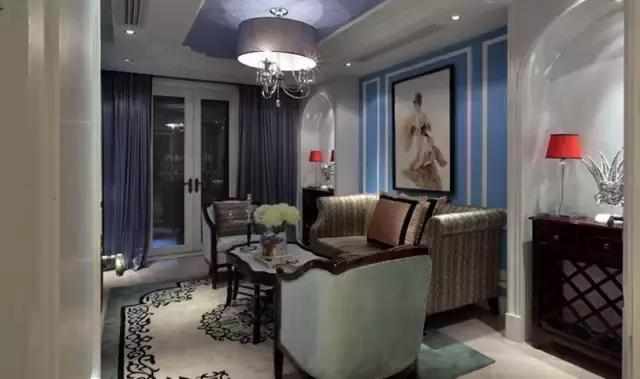 300平歐式藍(lán)調(diào)別墅裝修案例實(shí)拍，浪漫唯美