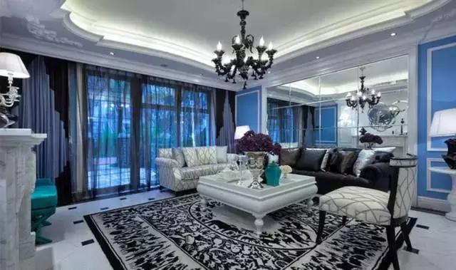 300平歐式藍(lán)調(diào)別墅裝修案例實(shí)拍，浪漫唯美