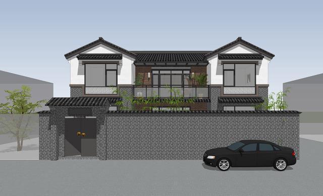 二層帶庭院中式別墅設計方案，喜歡中式建筑的收藏吧