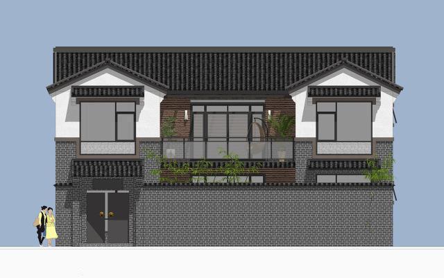 二層帶庭院中式別墅設計方案，喜歡中式建筑的收藏吧