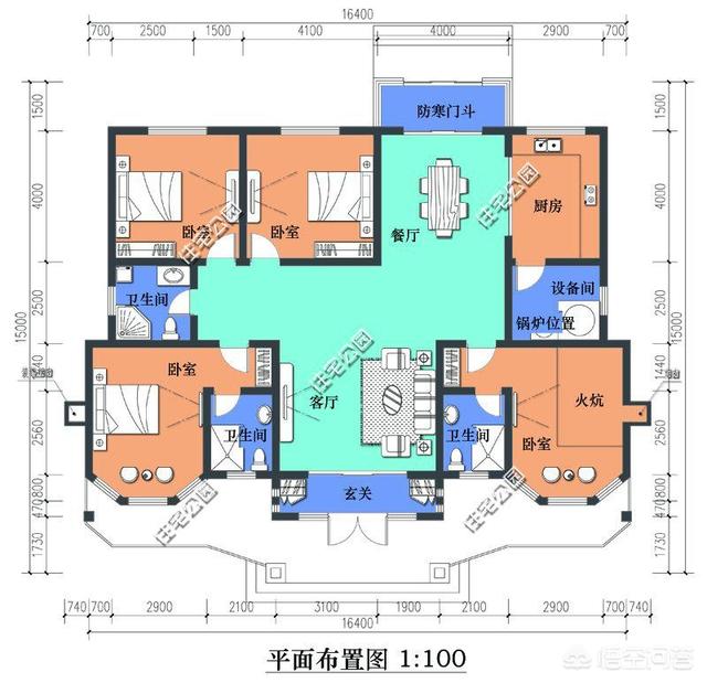 15米×14米農村自建平房有什么好的設計圖推薦？