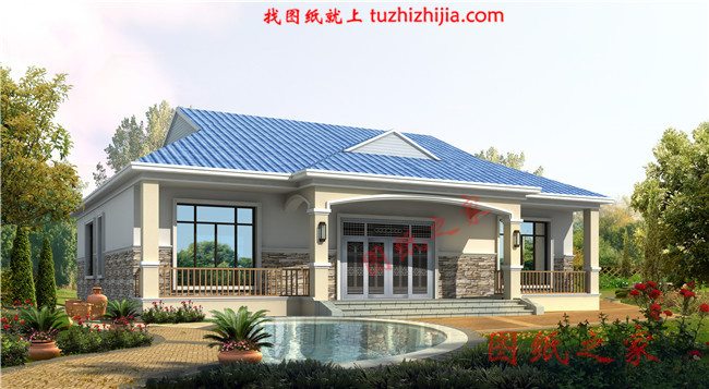 鄉下建房一層戶型圖,一層住宅設計圖紙,誰說一層平房不能叫別墅