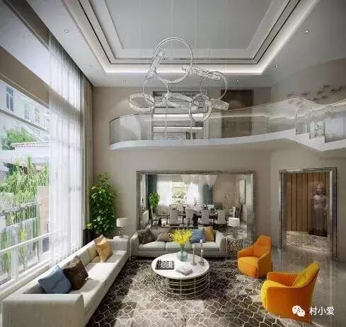 16x16m二層歐式小別墅方案圖，大落地窗+挑空客廳