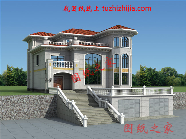 鄉下復試三層房子設計圖，帶堂屋，客廳中空，輕奢風格