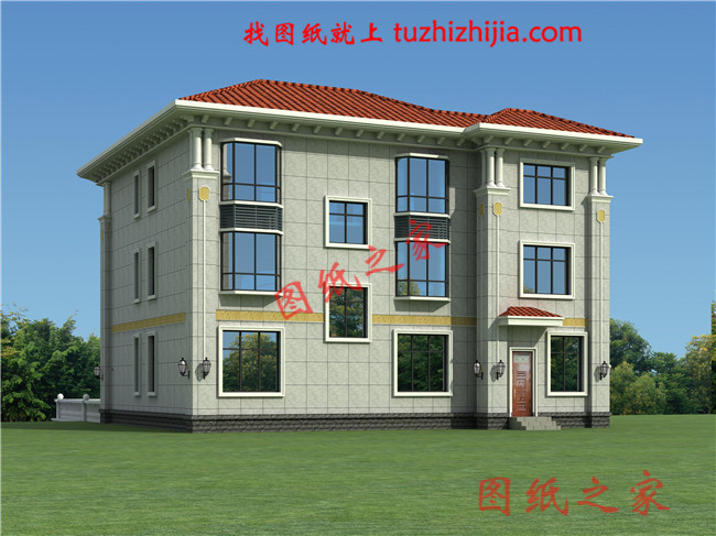 鄉下復試三層房子設計圖，帶堂屋，客廳中空，輕奢風格