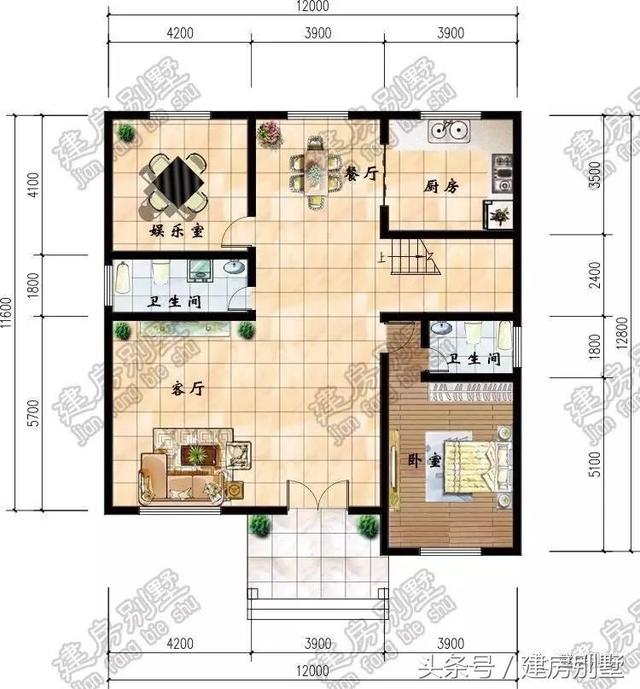 12米x12.8米三層別墅圖紙，還沒建就跟姐姐搶二樓主臥室了