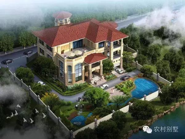 大氣三層復式別墅，帶莊園和游泳池（施工全圖+裝修效果圖）