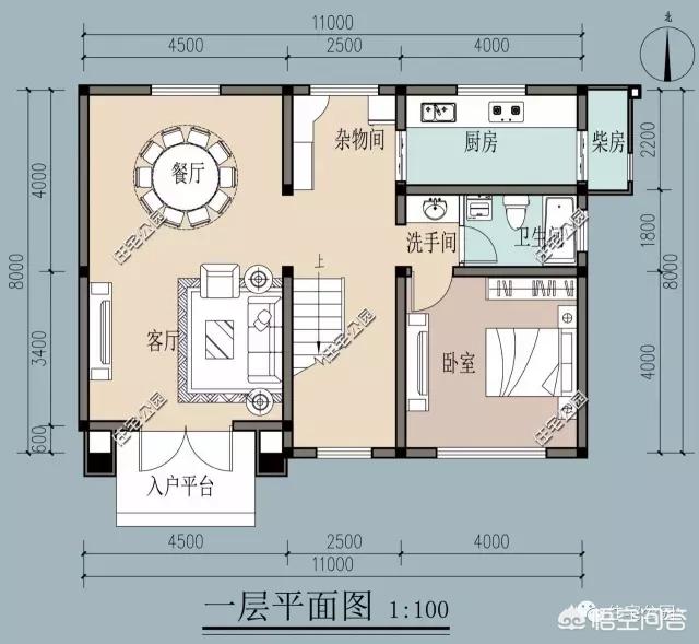 進深8.5米，開間12米，帶堂屋的樓房設計圖怎么做？