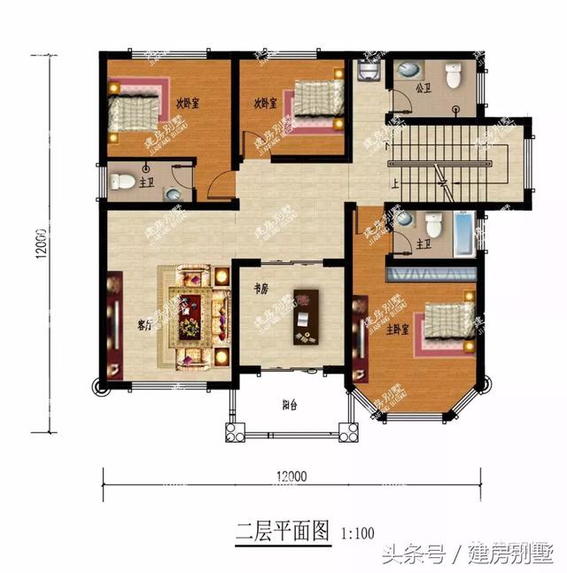 2棟面寬12米三層農村房屋方案圖，第一棟受追捧