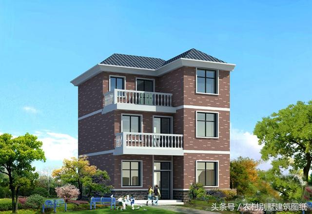 8.64米X10.43米三層新農(nóng)村住房設(shè)計(jì)圖，占地90平方米左右