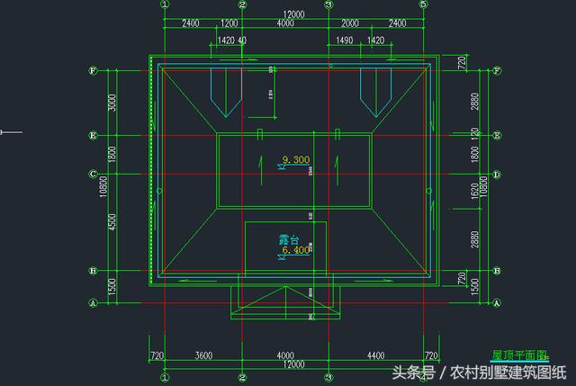 12米X10.8米三層旋轉(zhuǎn)樓梯房屋設(shè)計(jì)圖，拿到即可施工