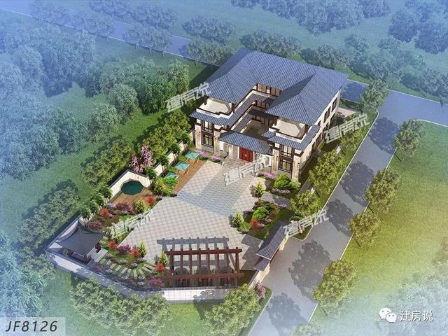 2款富豪專屬新中式別墅設計方案圖，家大業大的自建有面子