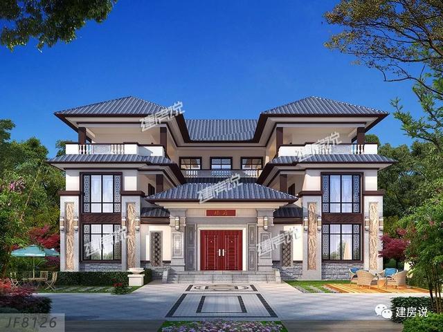 2款富豪專屬新中式別墅設計方案圖，家大業大的自建有面子