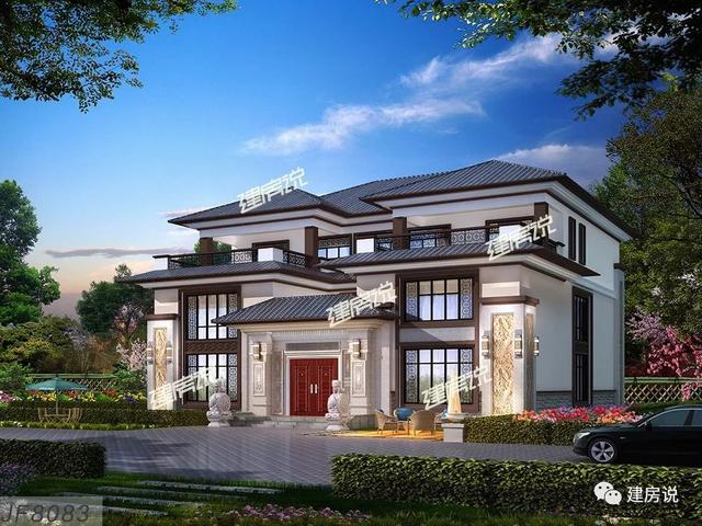2款富豪專屬新中式別墅設計方案圖，家大業大的自建有面子