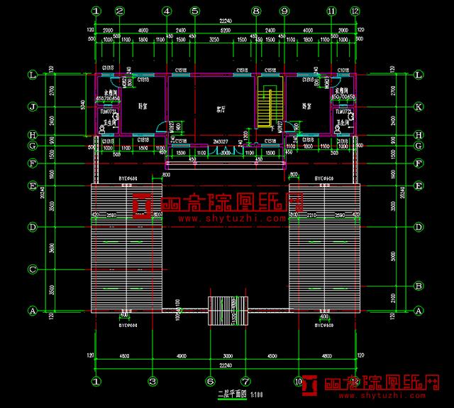 22米×20米二層三合院設計方案,前低后高,錯落有致