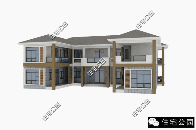 現(xiàn)代風(fēng)格二層三合院設(shè)計(jì)方案圖，不比歐美別墅差