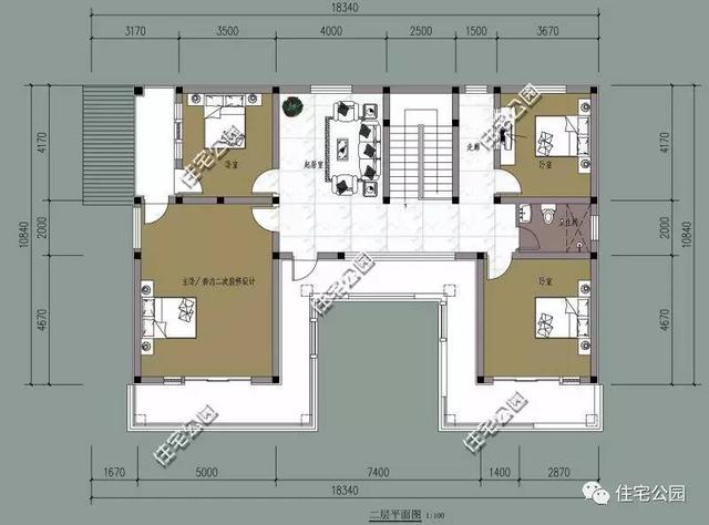 5套農村三合院戶型圖，一層、二層、三層都有