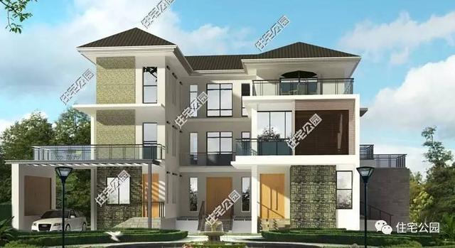 5套農村三合院戶型圖，一層、二層、三層都有