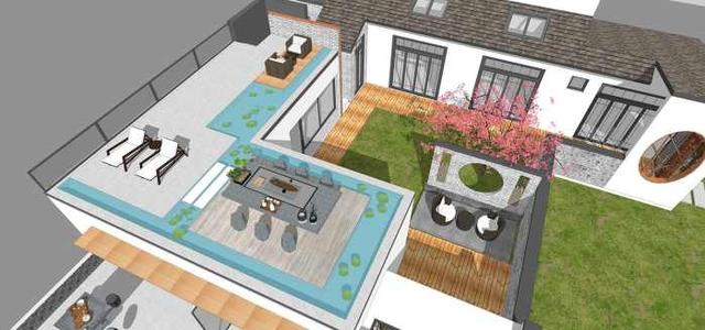 現(xiàn)代新中式二層三合院設計方案圖，低調(diào)，有品位