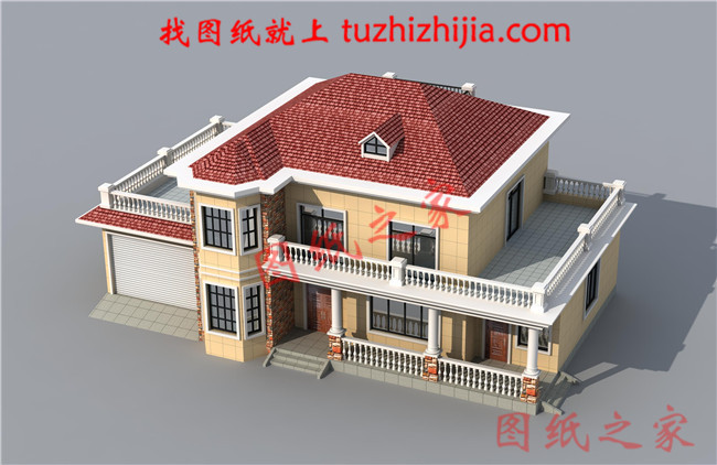農(nóng)村4間2層樓房設(shè)計(jì)圖，帶車庫(kù)，外觀時(shí)尚，帶屋頂花園