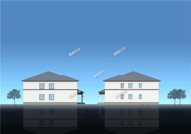 挑空客廳+旋轉樓梯二層時尚小樓房設計方案圖，美