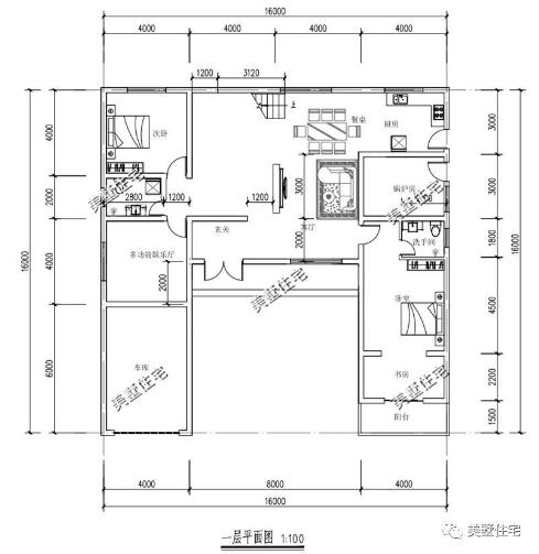 20款帶車(chē)庫(kù)自建房戶型圖，一二三層都有