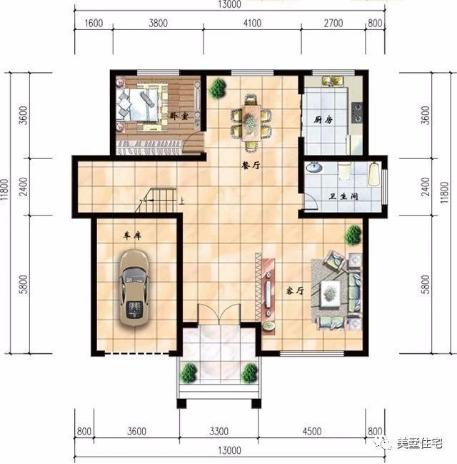20款帶車(chē)庫(kù)自建房戶型圖，一二三層都有