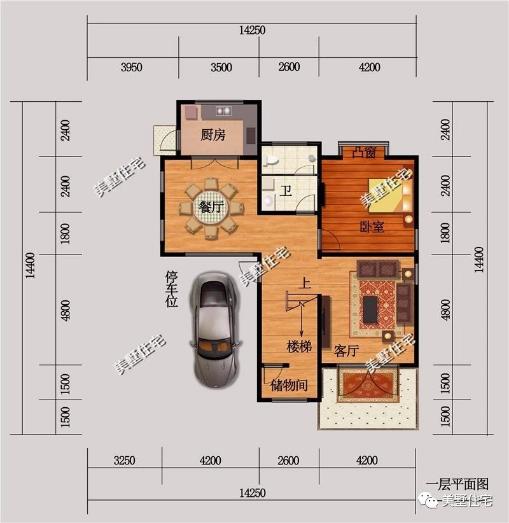 20款帶車(chē)庫(kù)自建房戶型圖，一二三層都有