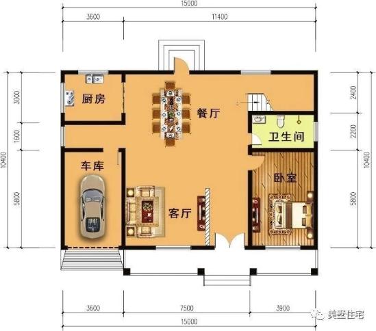 20款帶車(chē)庫(kù)自建房戶型圖，一二三層都有