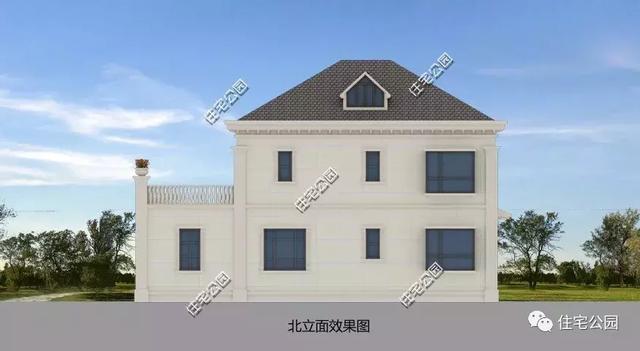 15X10米簡歐風格二層農村房屋方案圖，坡屋頂+老虎窗