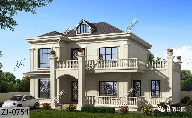 15X10米簡歐風格二層農村房屋方案圖，坡屋頂+老虎窗