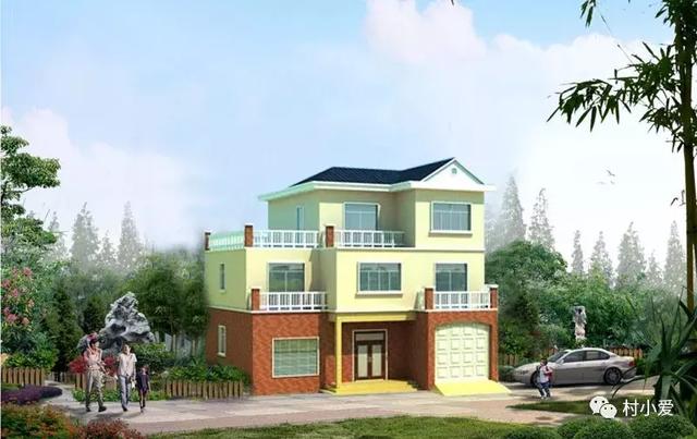 13X12m三層帶車庫帶露臺的住宅設計圖，建起來比效果圖好看