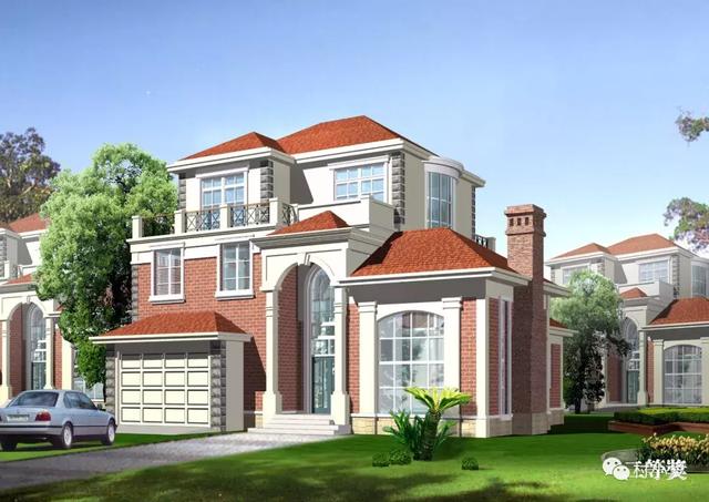 13X13m簡約挑空客廳歐式三層別墅方案圖，采光通風好