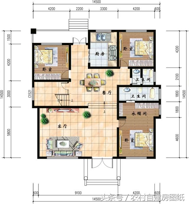 幾款復式二層樓房戶型方案圖，客廳中空的才顯高檔