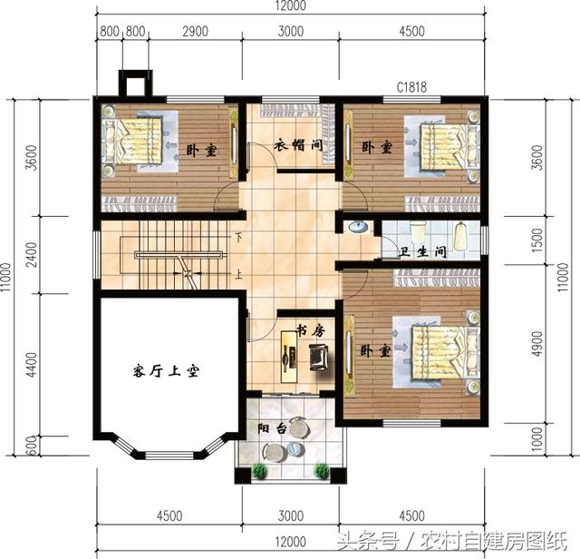 幾款復式二層樓房戶型方案圖，客廳中空的才顯高檔