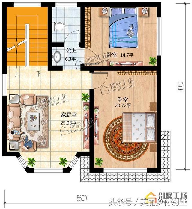 8.5X9米小戶型三層樓房設計圖，造價低，好建造