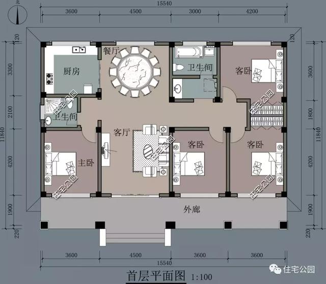 11×15米一層平房設(shè)計方案圖，一層也能這么漂亮
