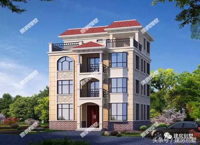 平屋頂設(shè)計(jì)的四層別墅設(shè)計(jì)方案圖，帶大露臺(tái)