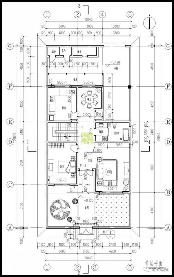 17X17米方正農村別墅，旋轉樓梯雙車庫，秒殺城里商品房！